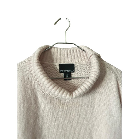 Cynthia Rowley size large Pink Cowl Neck Ribbed Sleeve Sweater Women's - Picture 3 of 6